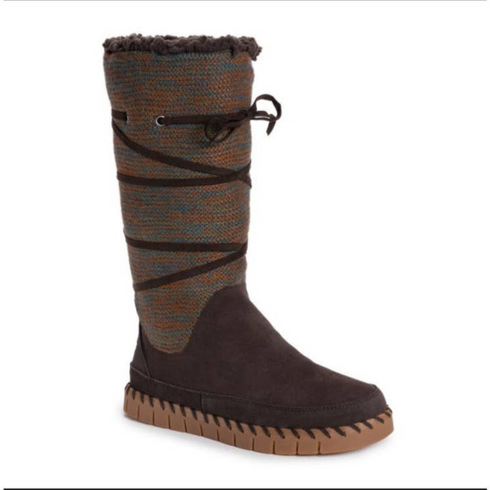 NEW Muk Luks Flexi New York Womens Chocolate Brown Suede Winter Snow Boots